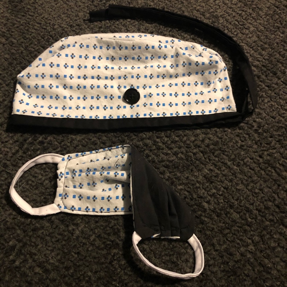 Scrub cap with matching mask